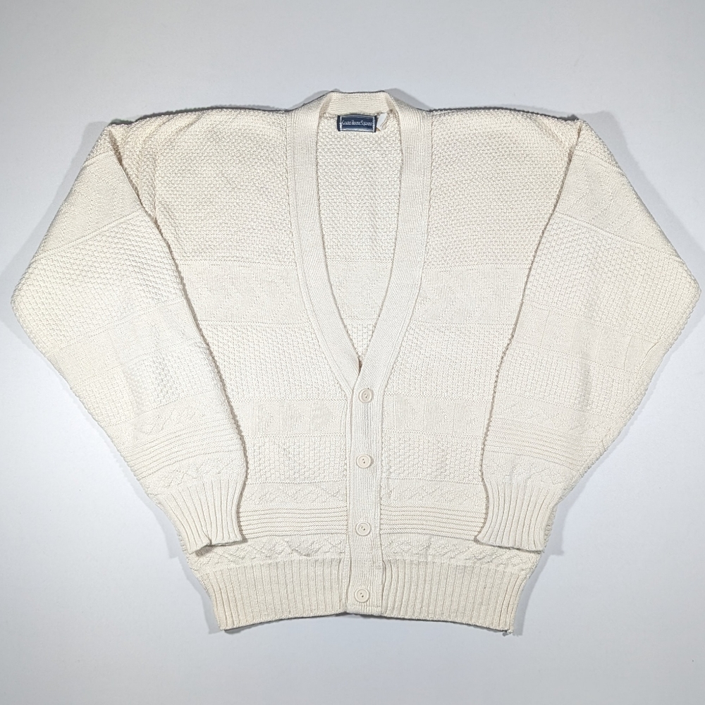 Vintage Court House Square Cardigan Sweater Men's Size Large Made in USA Cotton
